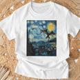 Mothman Cryptid Cryptozoology 星月夜 ゴッホ絵画 Tシャツ 高齢者への贈り物