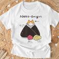 Neko おにぎりおむすび おにぎりの猫 日本食好き。 Tシャツ 高齢者への贈り物
