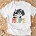 Nope 眠るシベリアンハスキーデザイン 長袖tシャツ Tシャツ 高齢者への贈り物