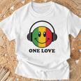 One Love ラスタ レゲエ 音楽 ヘッドホン スマイルフェイス ラスタファリ Tシャツ 高齢者への贈り物