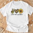 Peace Love サンシャイン ヒッピー ひまわり ヒマワリ 恋人へのギフト Tシャツ 高齢者への贈り物