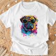 Pug Dog Lovers カラフル ポップアート パグ 長袖tシャツ Tシャツ 高齢者への贈り物