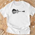 Rock Music Guitarra De La Madera Música Naturaleza Guitarra Camiseta unisex Regalos para ancianos