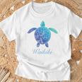 Save The Hawaiiea Turtles ハワイアンブルー トライバルタートルホヌ Tシャツ 高齢者への贈り物