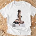 Sexy Girl グラフィックtシャツ セクシー「バッドキティ」ピンナップガール カットアウト。 Tシャツ 高齢者への贈り物