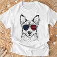 Shepsky Dog 7月4日 アメリカ国旗 Tシャツ 高齢者への贈り物