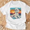 Sunny Day Doggy グラフィックデザイン ビーチレディ 子犬 長袖tシャツ Tシャツ 高齢者への贈り物