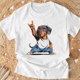 Teckel ロックミュージック 男性 子供 女性 ソーセージ 犬 ダックスフンド 長袖tシャツ Tシャツ 高齢者への贈り物