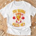 You Wanna Pizza Me 面白い ファイター ピザ愛好家 ファーストフード しゃれ 長袖tシャツ Tシャツ 高齢者への贈り物