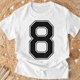 【バックプリント・背中側】8 数字 背番号 ユニフォーム ナンバー【ブラック／黒 の文字】スポーツ 練習着 部活 Tシャツ 高齢者への贈り物