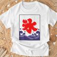 【バックプリント・背中側】氷 のれん 夏（氷屋 かき氷）お祭り 露店 夜店 漢字 文字 昭和レトロ 和柄 イラスト Tシャツ 高齢者への贈り物