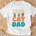 かっこいい猫お父さん面白い猫好きの男性 長袖tシャツ Tシャツ 高齢者への贈り物