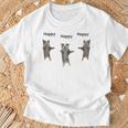 かわいいジャンピング ハッピーキャット ミーム トレンド ファニー Tシャツ 高齢者への贈り物