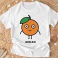 みかん Mikan 顔 イラスト かわいい おもしろ 面白い 簡単 シンプル ゆるい 果物 Tシャツ 高齢者への贈り物