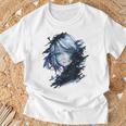 アニメ 漫画 グラフィック 青い目 アート アニメ Tシャツ 高齢者への贈り物