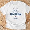 アムステルダム バイク シティ アムステルダム バイクタウン オランダの国旗 Tシャツ 高齢者への贈り物