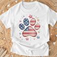 アメリカ国旗 愛国的な犬と猫の足跡プリント 7月4日 犬 Tシャツ 高齢者への贈り物