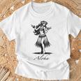 アロハ ハワイ ハワイアン ヴィンテージ ワヒネ フラダンス ダンサー ガール Tシャツ 高齢者への贈り物