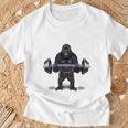 ウェイトリフティング 筋トレ バーベル やる気がないなら家に帰れ ゴリラ Tシャツ 高齢者への贈り物