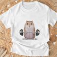 ウェイトリフティング 筋トレ バーベル やる気がないなら家に帰れ ジャンガリアンハムスター Tシャツ 高齢者への贈り物