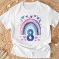キッズ 誕生日 8 女の子 レインボー 水彩 8歳 Tシャツ 高齢者への贈り物