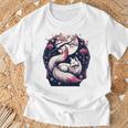 キツネ キツネ 桜 花 日本 九尾狐 長袖tシャツ Tシャツ 高齢者への贈り物