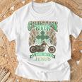 キリスト教バイカーライドウィズジーザスオートバイバックプリントデザイン Tシャツ 高齢者への贈り物