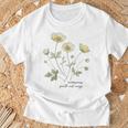 キンポウゲ 花柄 ボタニカルtシャツ ヴィンテージ 自然 野花 アート Tシャツ 高齢者への贈り物
