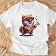 ギターを弾く犬 ポメラニアン 面白い Tシャツ 高齢者への贈り物