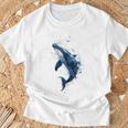 クジラ 水彩 海洋 動物 海の生物 青くじら デザイン Tシャツ 高齢者への贈り物