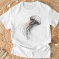 クラゲ 図面 グラフィック 動物 アート クラゲ Tシャツ 高齢者への贈り物