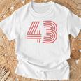 クールなレトロなレタリングジャージ、背番号43 Fourtythree Tシャツ 高齢者への贈り物