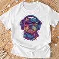 グリフォン ブリュッセロ 犬 音楽 ヘッドホン グリフォン ブリュッセル Tシャツ 高齢者への贈り物