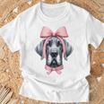 コケットボウ グレートデーン 犬 ママ ピンクリボン キュート 母の日 Tシャツ 高齢者への贈り物