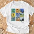 ゴッホの絵画、ひまわり、星月夜 Tシャツ 高齢者への贈り物
