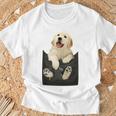 ゴールデンレトリバー ポケットに入った子犬 長袖tシャツ Tシャツ 高齢者への贈り物