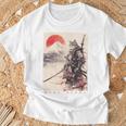 サムライ 猫戦士 浮世 墨絵 猫 サムライ 長袖tシャツ Tシャツ 高齢者への贈り物