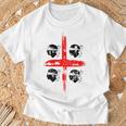 サルディニア国旗イタリア、四つのムーア国旗、グランジアート効果 Tシャツ 高齢者への贈り物