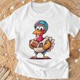 サンクスギビング かわいい七面鳥 アメリカンフットボール ボーイズ キッズ Tシャツ 高齢者への贈り物