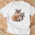 シャム猫ギタリスト ミーザー ギター奏者 Tシャツ 高齢者への贈り物