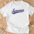 シラキュース ニューヨーク バーシティ スクリプト クラシック スポーツ ジャージスタイル Tシャツ 高齢者への贈り物