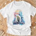 シロクマ 動物 カラフル 動物園 アート 描画 シロクマ Tシャツ 高齢者への贈り物