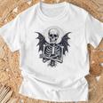 スケルトン ハロウィン コスチューム 怖い 不気味な翼 死 Tシャツ 高齢者への贈り物