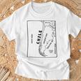 チリと近隣諸国の手描き黒線地図 Tシャツ 高齢者への贈り物