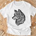 トライバルウルフ ポリネシア部族 マオリ柄 オオカミ Tシャツ 高齢者への贈り物