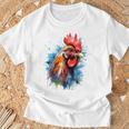 ニワトリ 動物 絵画 グラフィック 抽象 カラフル チキン Tシャツ 高齢者への贈り物