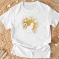 バックプリントの猫のシルエット Tシャツ 高齢者への贈り物