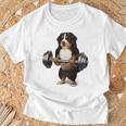 バーニーズマウンテンドッグ ウェイトリフティング フィットネスジム Tシャツ 高齢者への贈り物