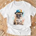 パグ、スナップバック キャップ、犬、カラフル、面白い、動物プリント Tシャツ 高齢者への贈り物