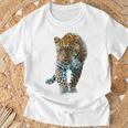 ヒョウ アニマルプリント モチーフ 描画 ポートレート ヒョウ Tシャツ 高齢者への贈り物
